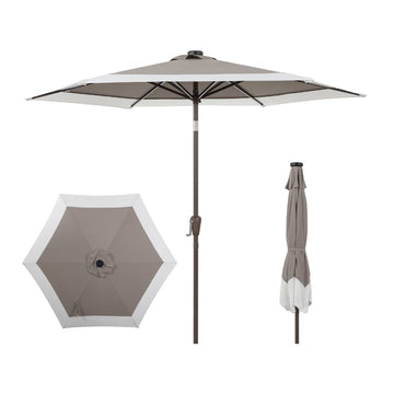 Spencer 9 ft. Classic Coastal 2-Tone Solar LED Market Patio Umbrella - JONATHAN Y